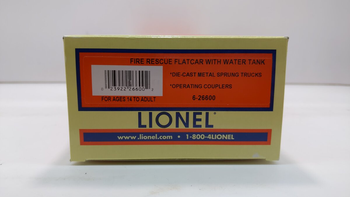 Lionel 6-26600 O American Fire and Rescue Flatcar w/Water Tank