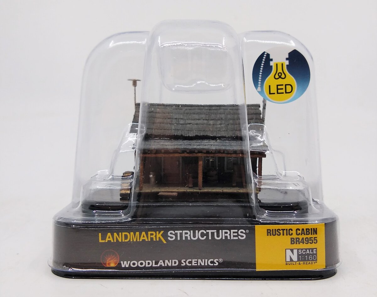 Woodland Scenics BR4955 N Built-&-Ready Rustic Cabin With LED Lighting