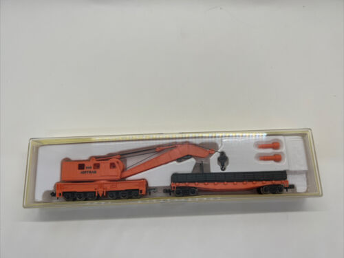 Model Power 3163 N Scale Amtrak Railroad Work Car and Crane