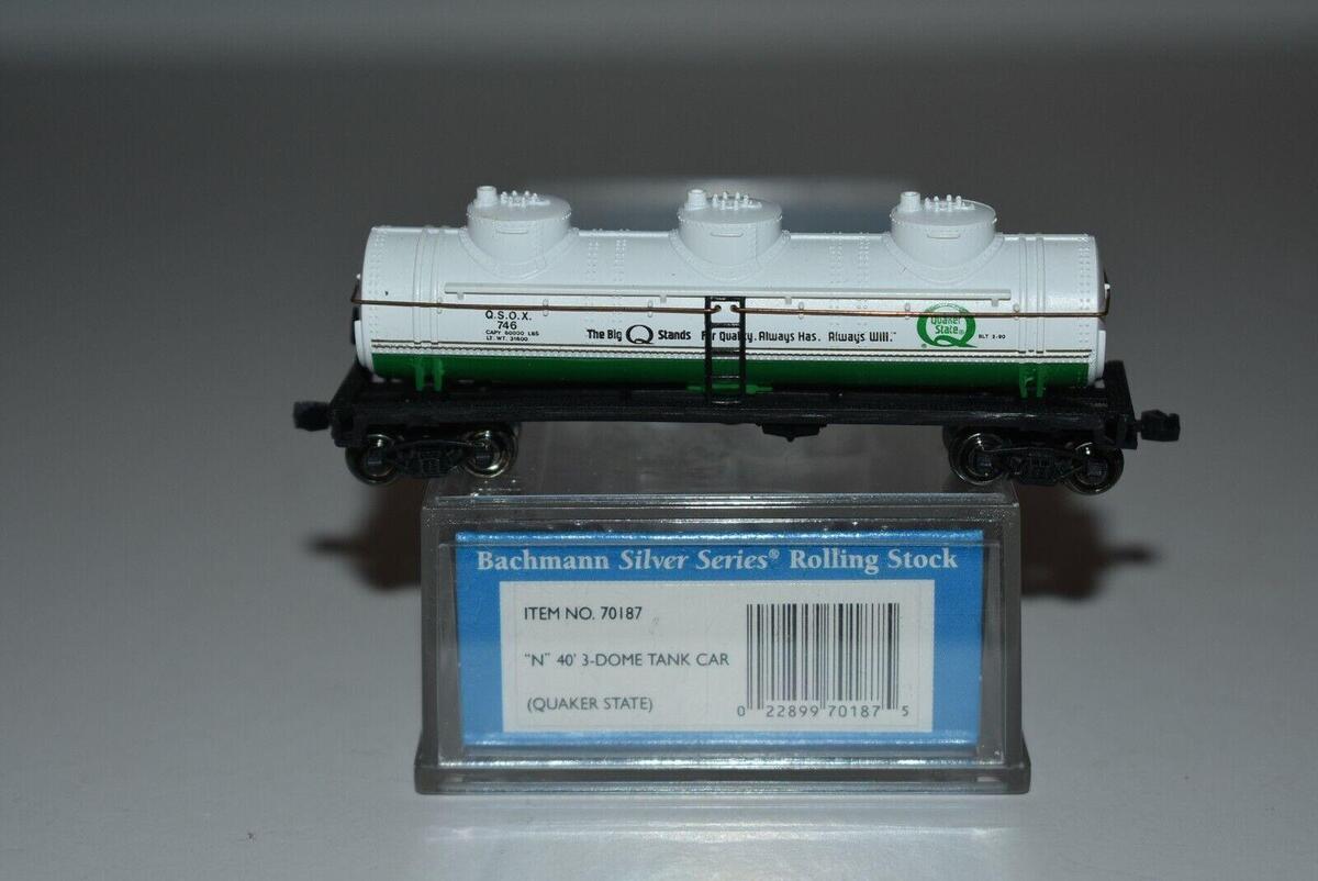 Bachmann 70187 N Scale 40' 3-Dome Quaker State Tank Car