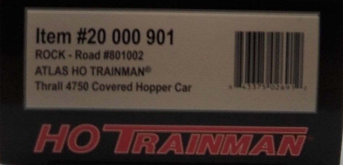 Atlas 20000901 HO ROCK Trainman Thrall 4750 Cov Hopper #801002
