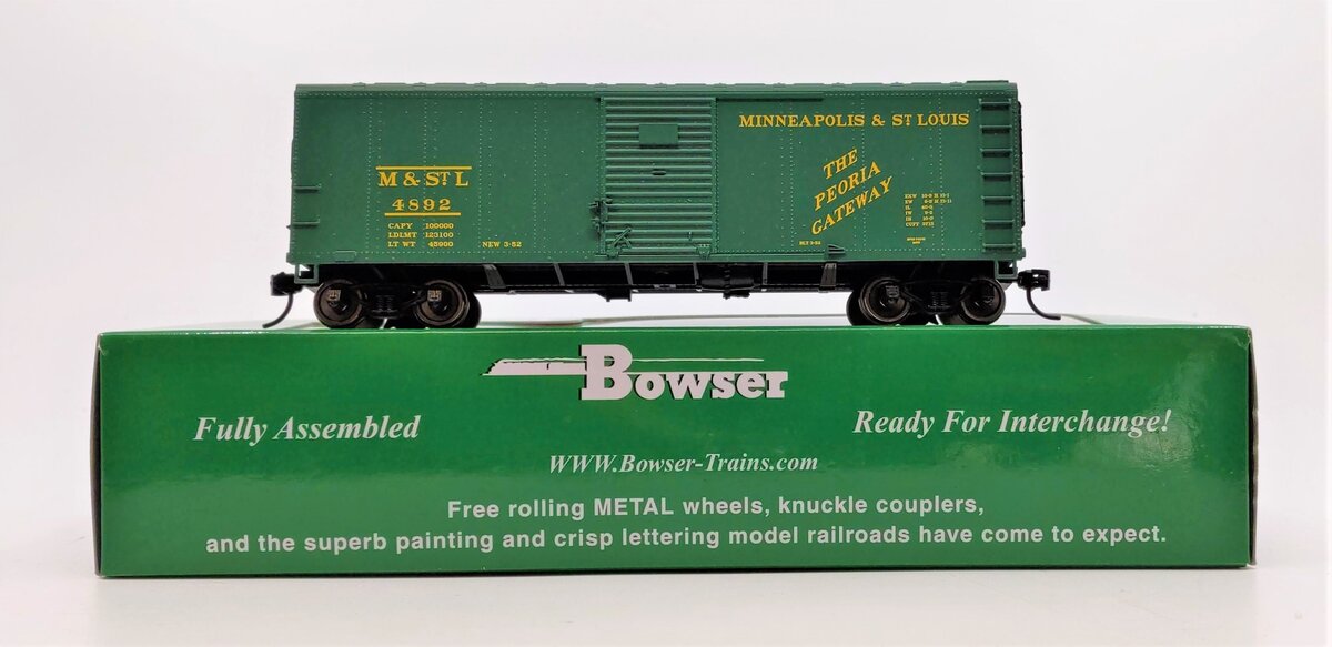 Bowser 42725 HO Minneapolis & St. Louis The Peoria Gateway 40' Boxcar RTR #4892