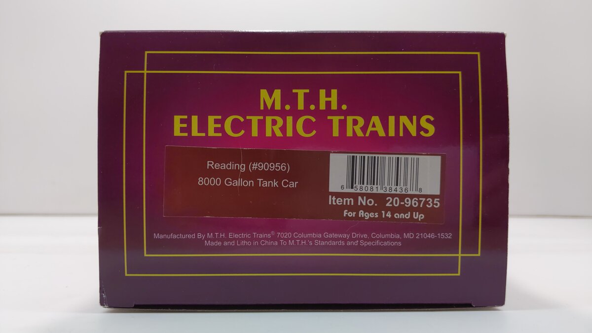 MTH 20-96735 O Reading Premier 8000 Gallon Tank Car