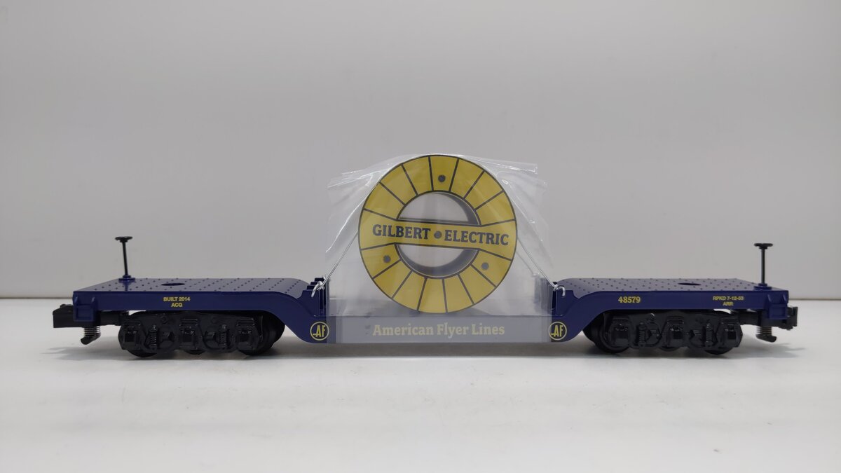American Flyer 6-48579 S Gilbert Electric Depressed Center Flatcar w/Cable Reel
