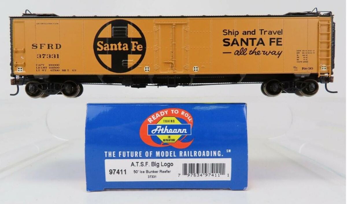 Athearn 97411 HO Scale Santa Fe ATSF 50' Ice Bunker Reefer #37331