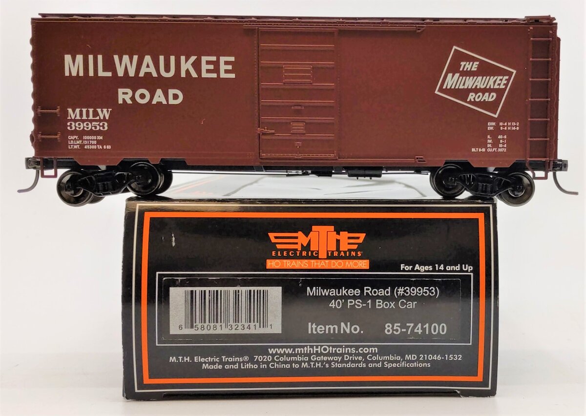 MTH 85-74100 Milwaukee Road HO Scale 40’ PS-1 Boxcar #39953
