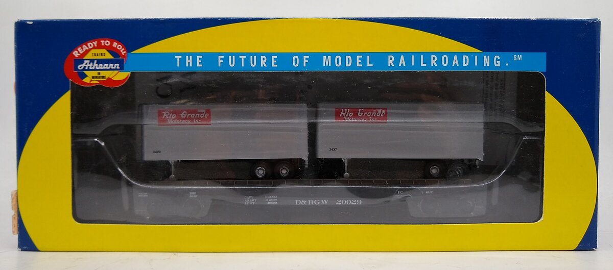 Athearn 92397 HO D&RGW 50' Flat Car w/Two 25' Trailers # 20029