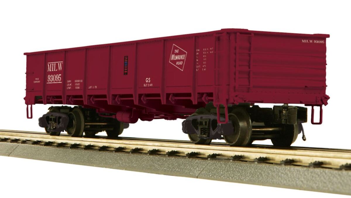 MTH 20-98934 O Gauge Milwaukee Road 55 Ton All Steel Drop Bottom Gondola #93092
