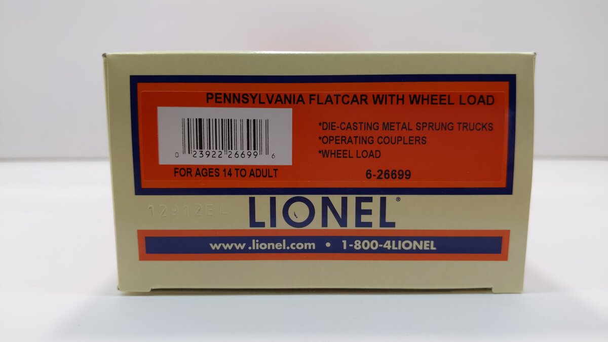 Lionel 6-26699 O Pennsylvania Flatcar with Wheel Load
