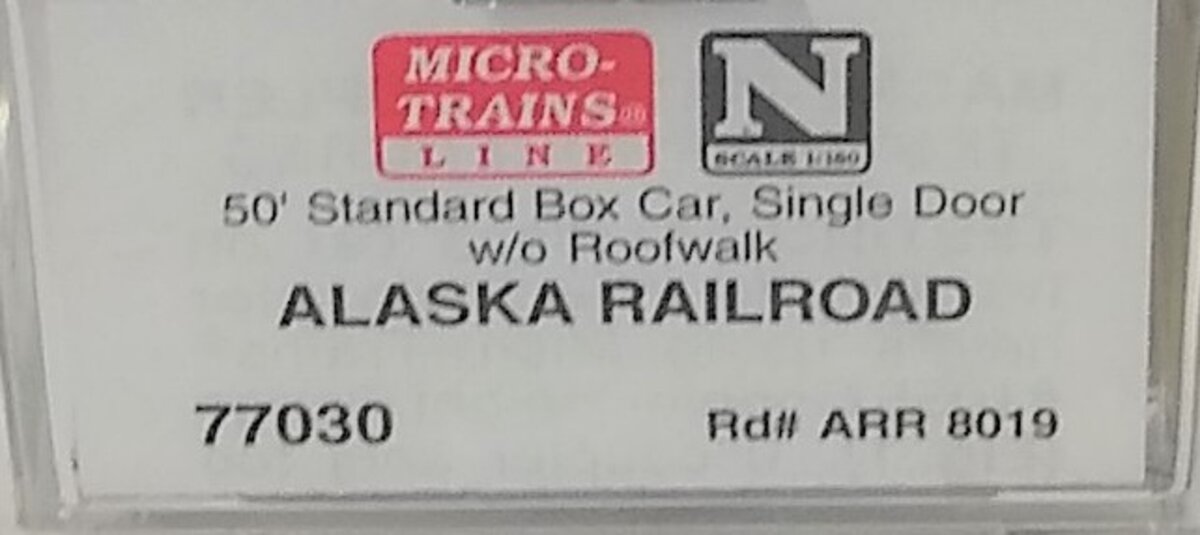 Micro-Trains 07700030 N Scale Alaska Railroad 50' Single Door Boxcar #8019