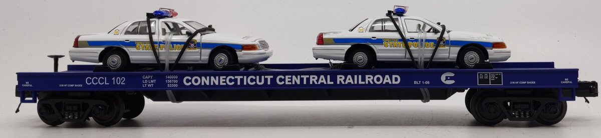 MTH 20-98519 O Gauge Connecticut Central Flat Car with 2 Ford
