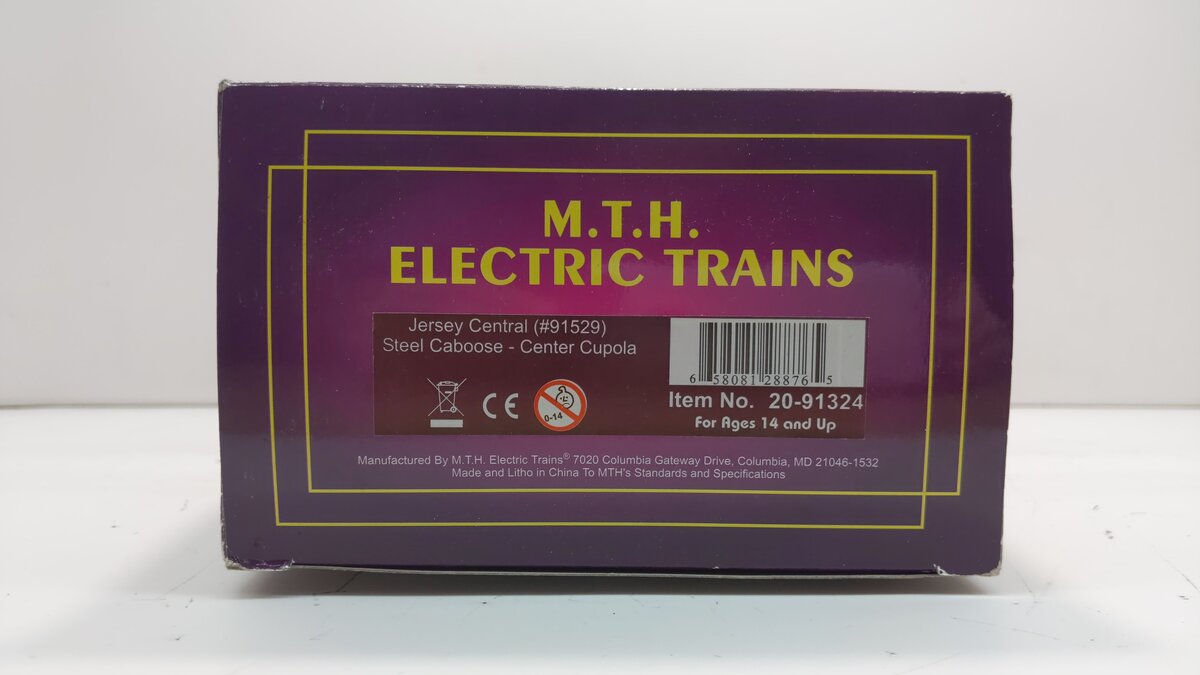 MTH 20-91324 Jersey Central Center Cupola Steel Caboose #91529