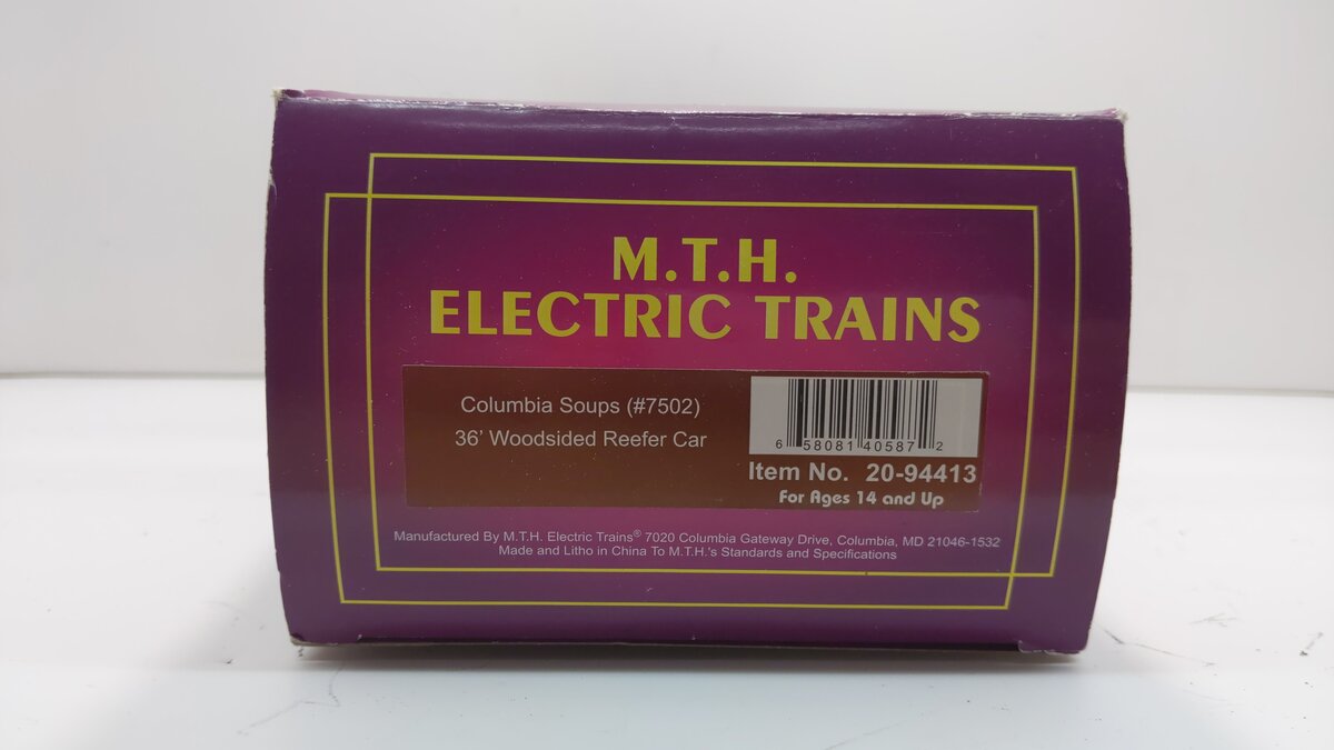 MTH 20-94413 O Columbia Soups 36' Woodsided Reefer Car #7502, #7501