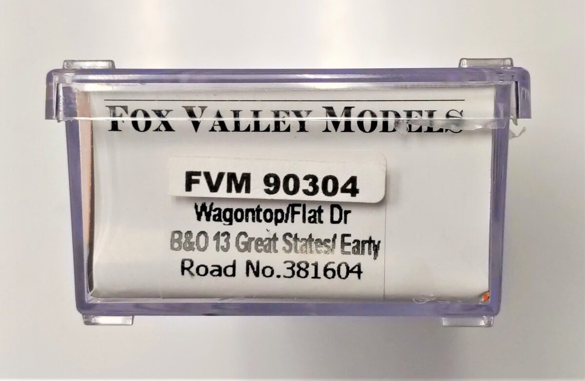 Fox Valley Models 90304 N Scale Baltimore & Ohio Wagontop Box #381604