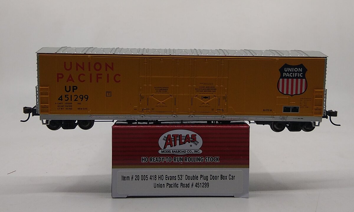 Atlas 20005418 HO Union Pacific 53' Evans Double Plug Door Box Car #451299