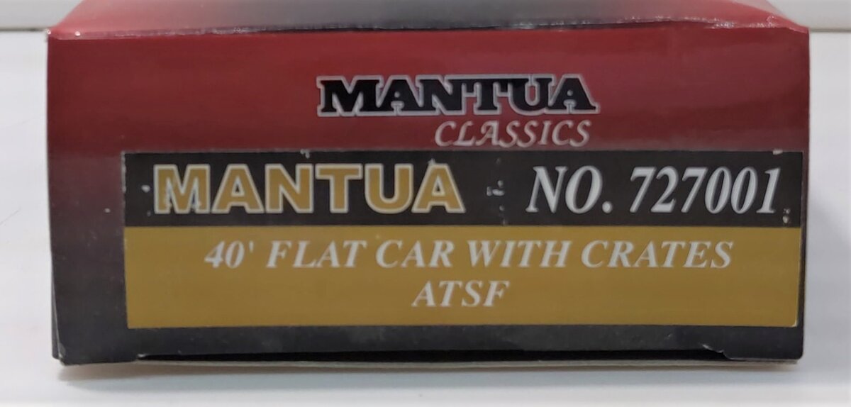 Mantua 727001 HO Scale ATSF 40' Flat with Crates #22548