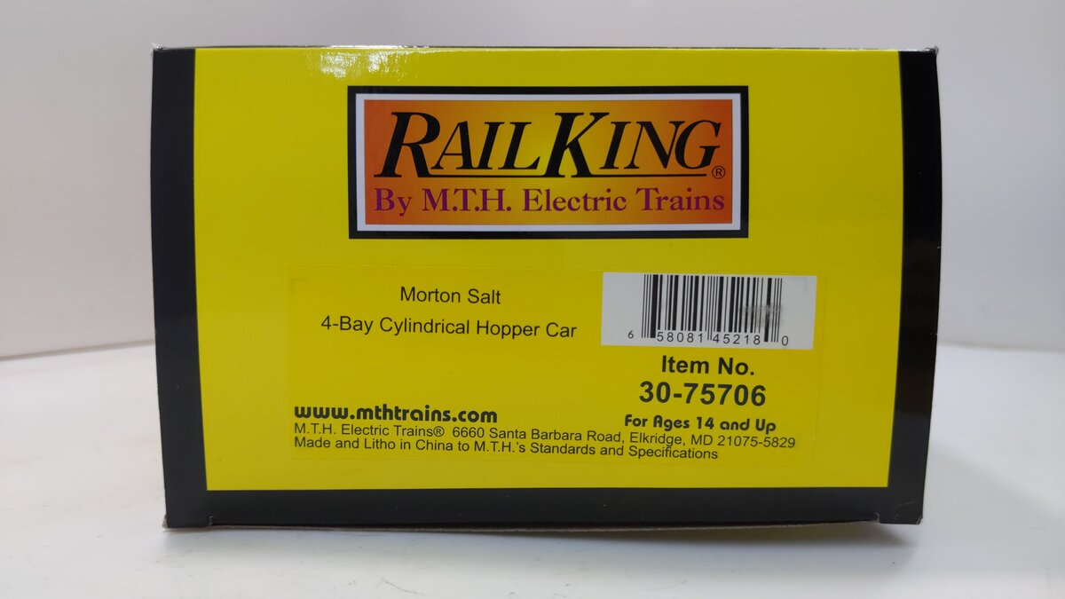 MTH 30-75706 O Morton Salt 4-Bay Cylindrical Covered Hopper #400