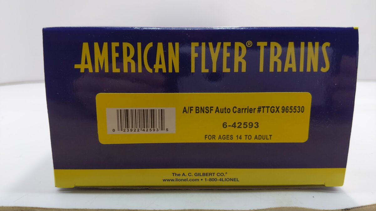 American Flyer 6-42593 S Gauge BNSF Auto Carrier #TTGX 965530