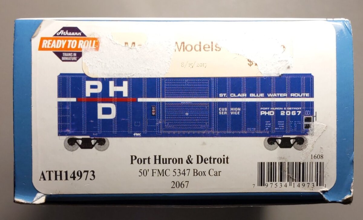 Athearn 14973 HO Scale Port Huron & Detroit 50' FMC 5347 Boxcar #2067