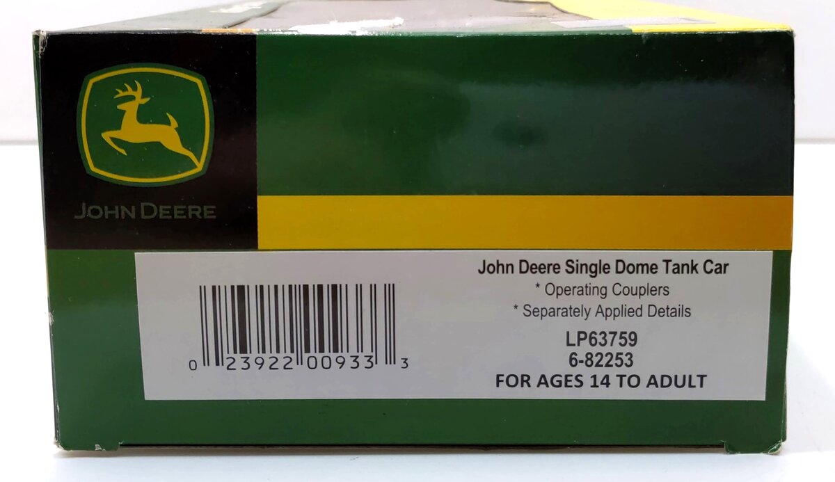 Lionel 6-82253 O Gauge John Deere Single Dome Tank Car