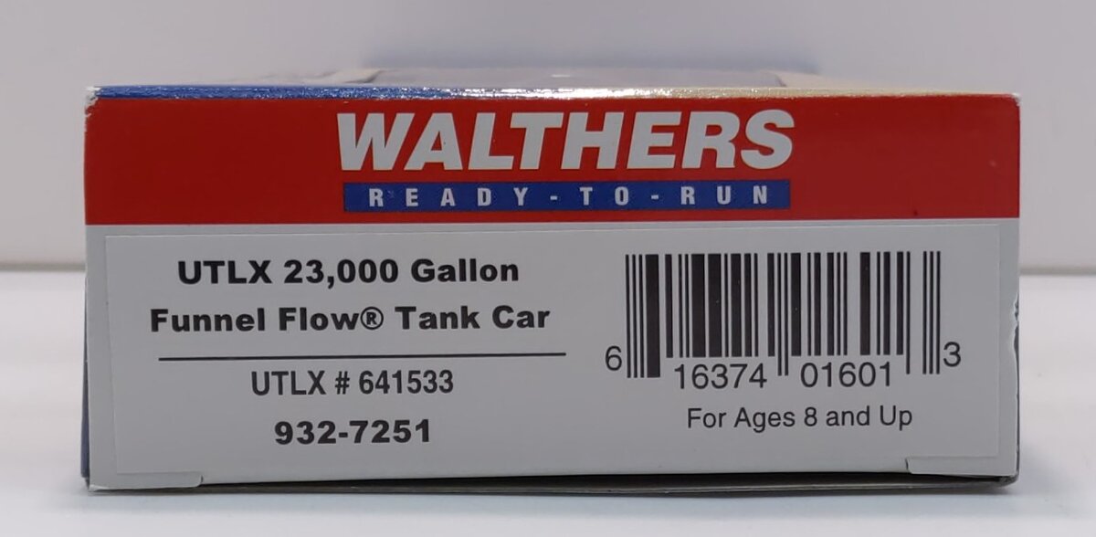 Walthers 932-7251 HO Scale UTLX 23k Gallon Funnel Flow Tank Car #641533