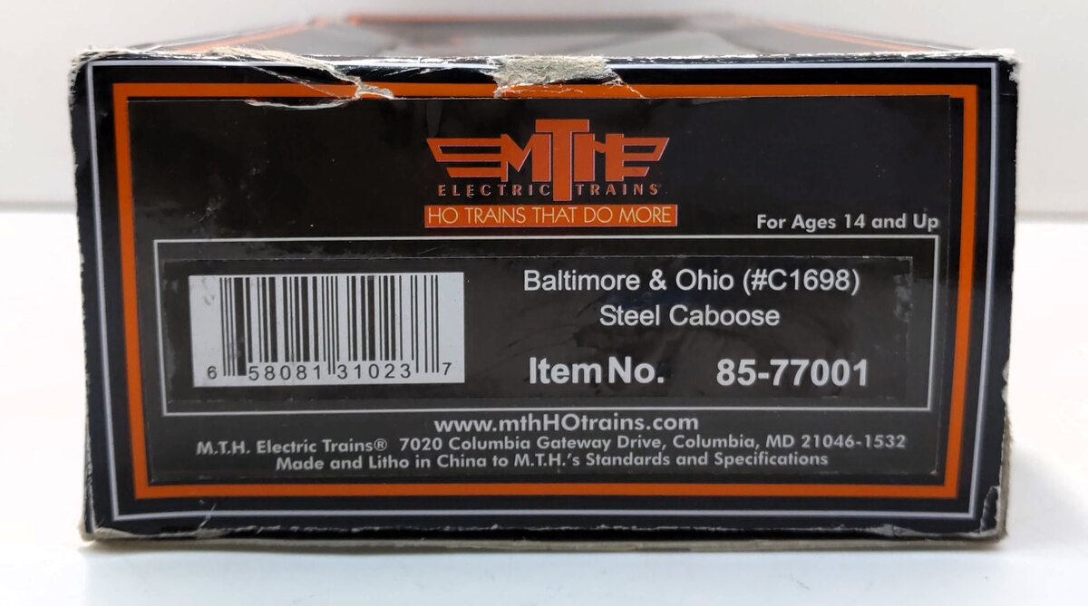 MTH 85-77001 HO B&O Steel Caboose #C1698