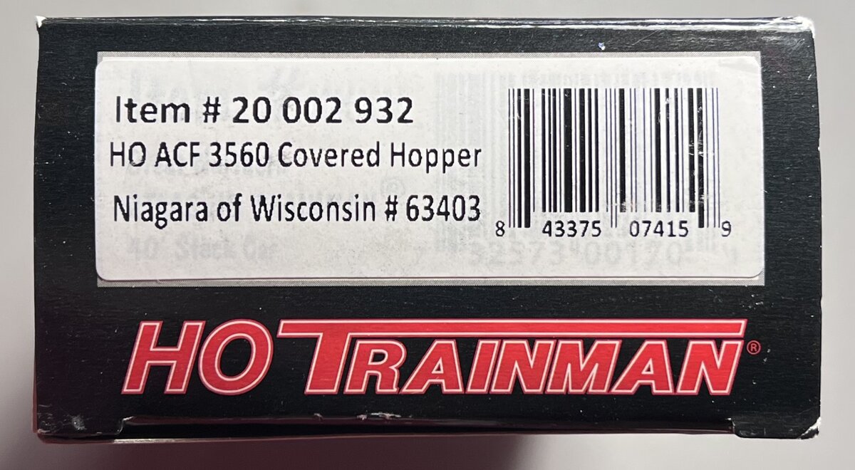 Atlas 20002932 HO Niagara of Wisconsin 3560 Center-Flow Covered Hopper #63403