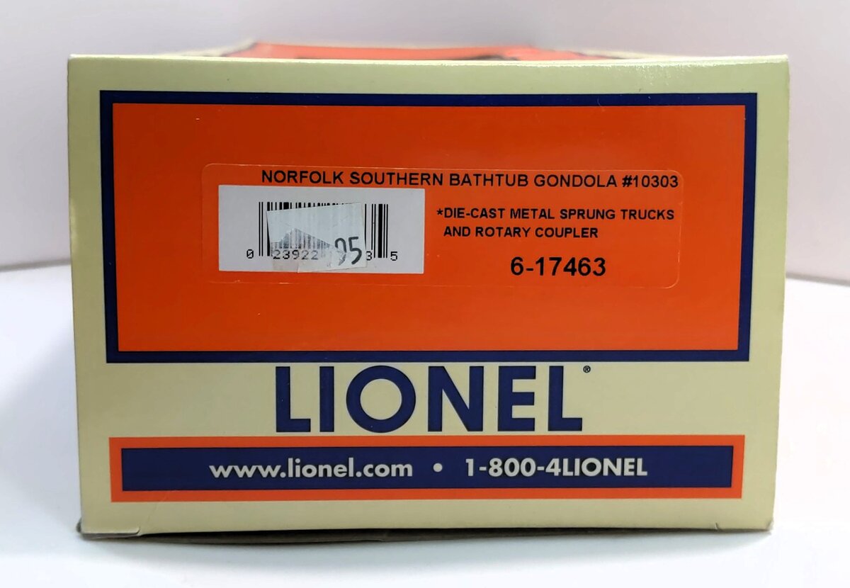 Lionel 6-17463 O Gauge Norfolk Southern Bathtub Gondola #10303