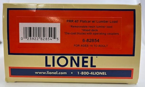 Lionel 6-82854 O Pennsylvania Railroad 40' Flatcar with Lumber Load #925187