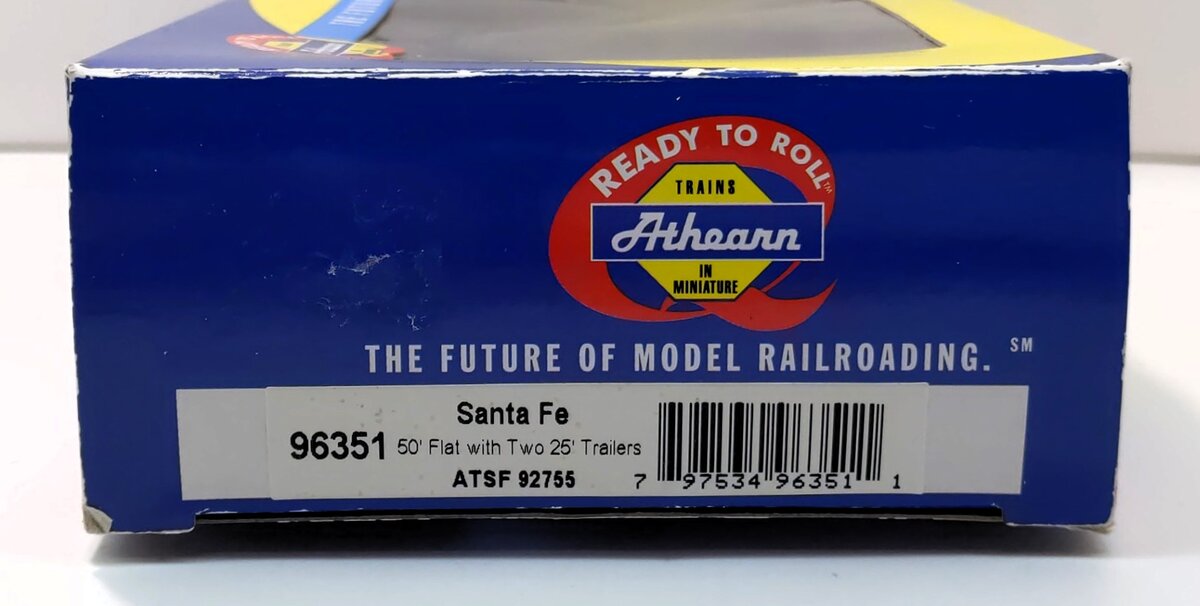 Athearn 96351 HO Santa Fe 50' Flat Car w/2- 25' Trailers #92755