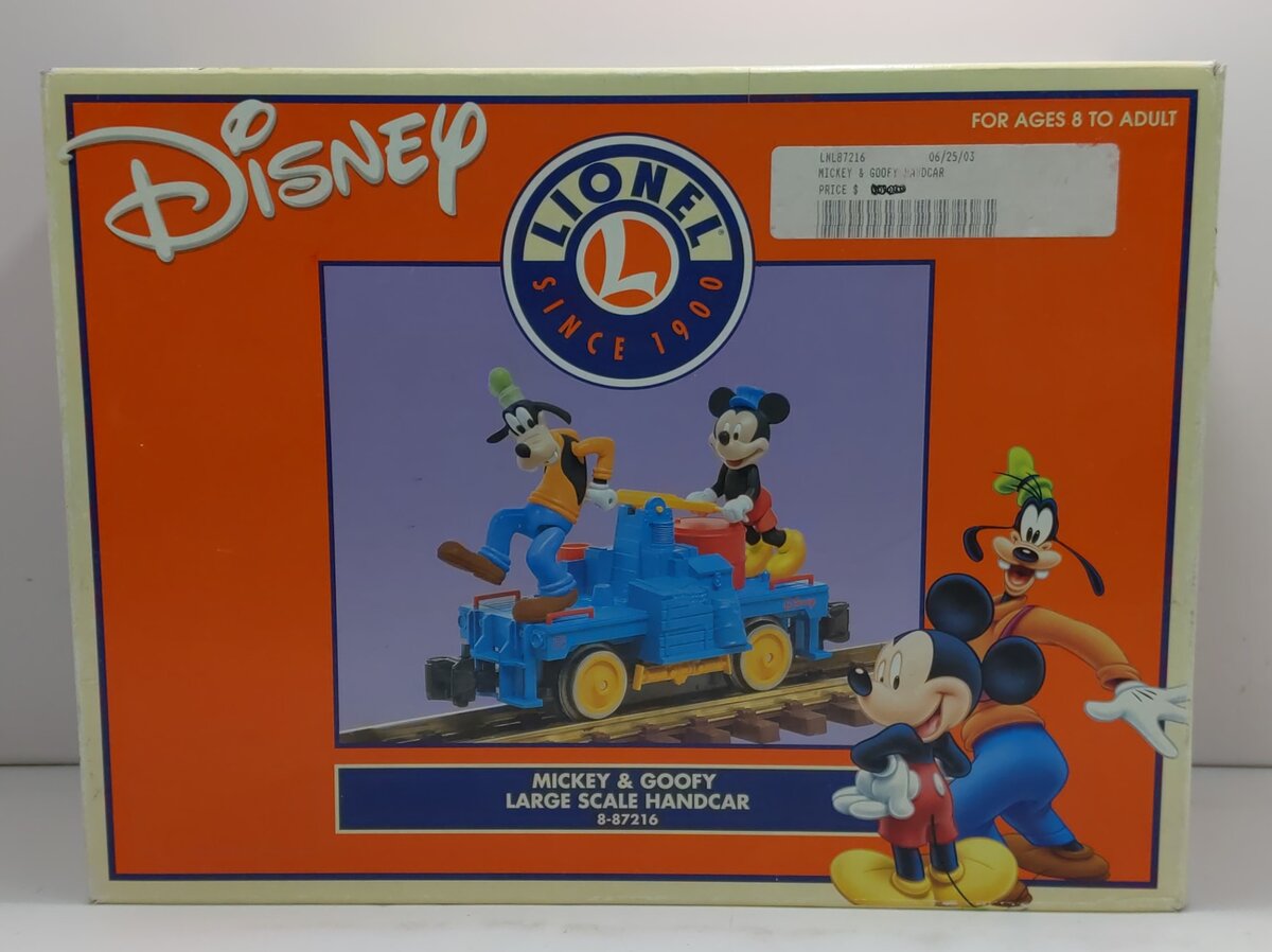 Lionel 8-87216 G Scale Mickey and Goofy Handcar