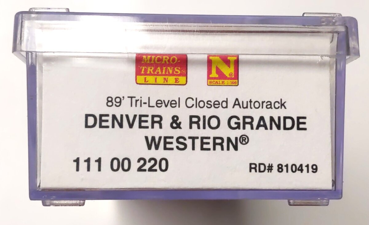 Micro Trains 11100220 N DRGW 89' Tri-Level Enclosed Autorack #810419