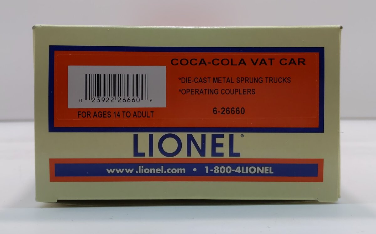 Lionel 6-26660 O Gauge Coca-Cola Vat Car