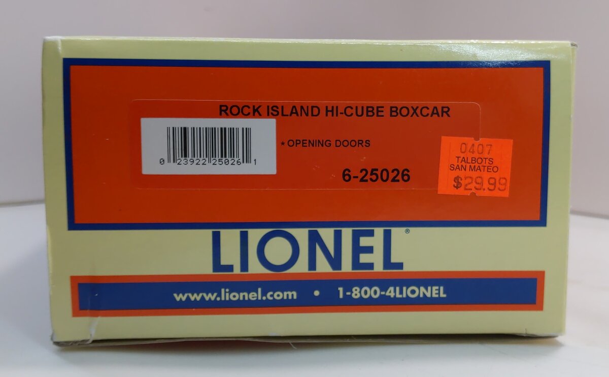 Lionel 6-25026 O Gauge Rock Island Boxcar
