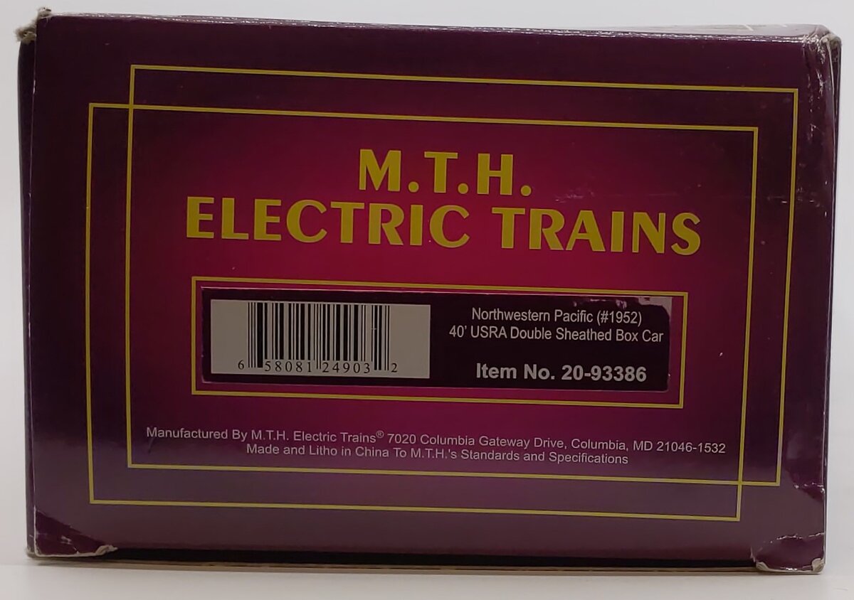 MTH 20-93386 O Gauge Northwestern Pacific 40’ USRA Double Sheathed Boxcar #1952