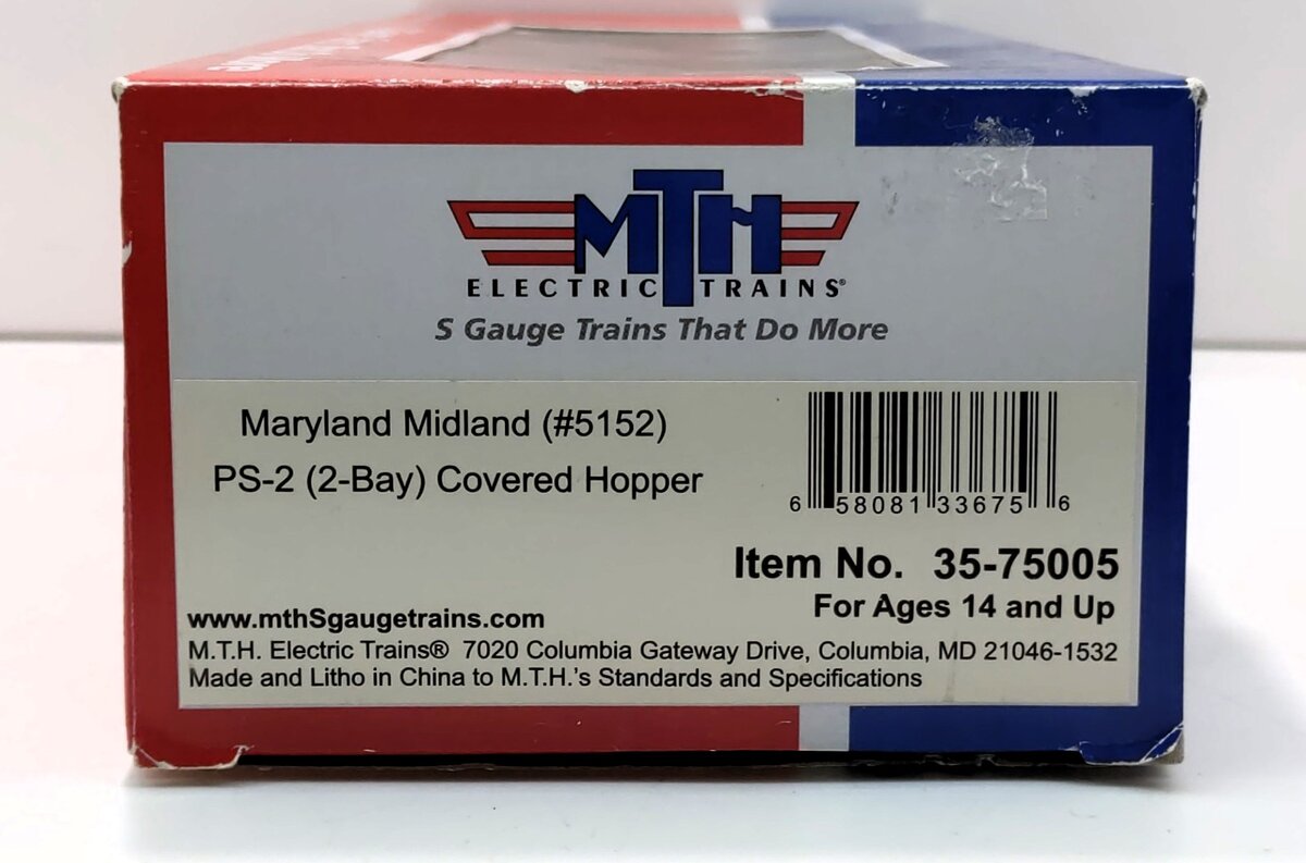 MTH 35-75005 S Gauge Maryland Midland PS-2 2-Bay Hopper #5152