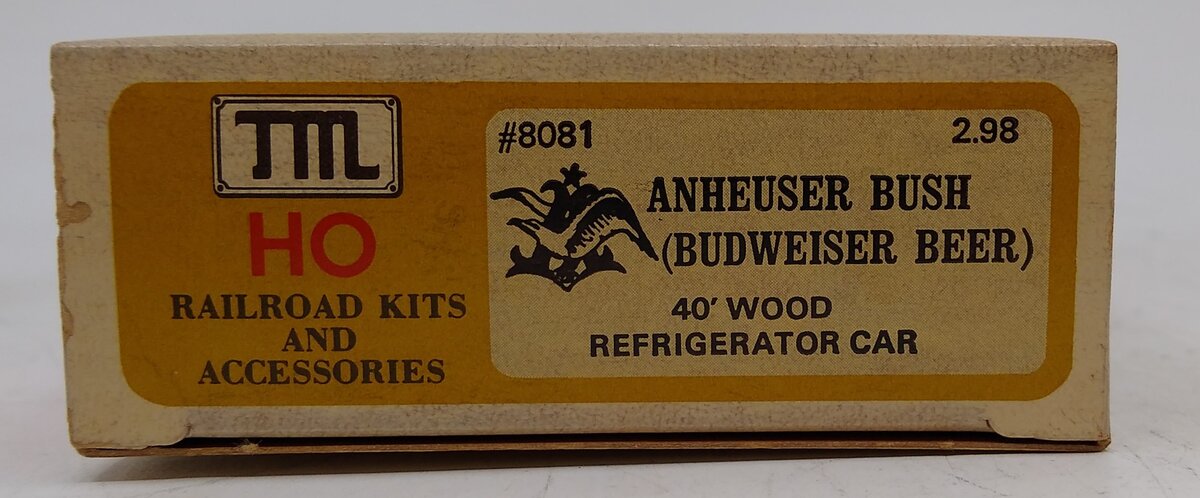 Train Miniature 8081 HO Anheuser Bush Budweiser Refrigerator Car Kit #3600