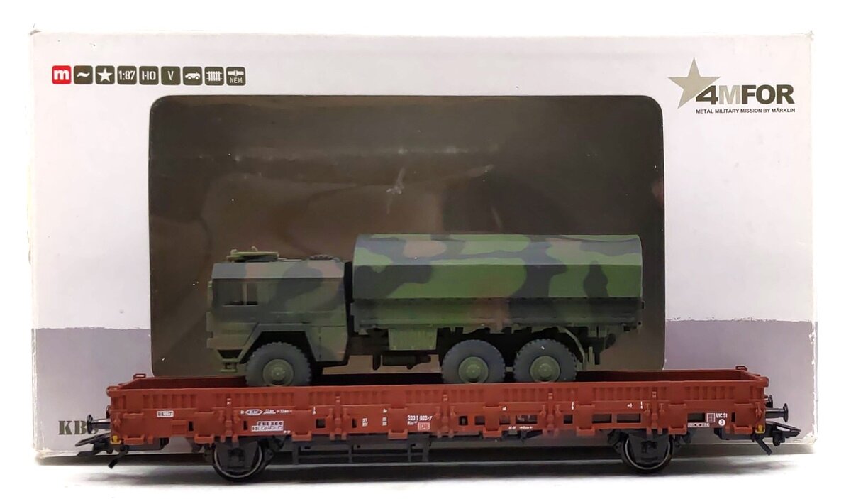 Marklin 46956 HO DB Low Sided Stake Gondola Car w/ Military Truck