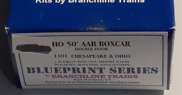 Branchline Trains 1101 HO Scale Chesapeake & Ohio 50' AAR Boxcar Kit #28319