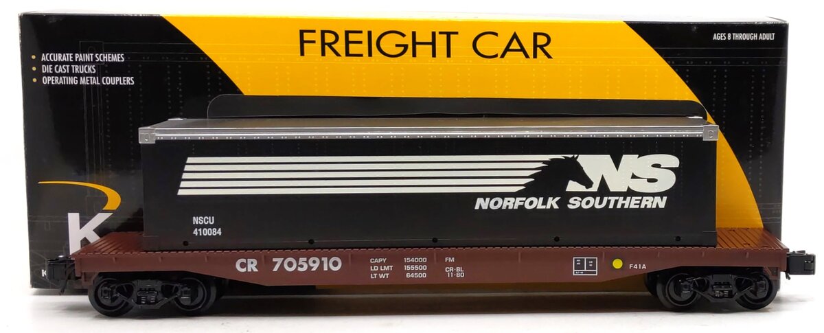 Lionel 6-22161 O Gauge Conrail Flatcar w/NS Container #705910