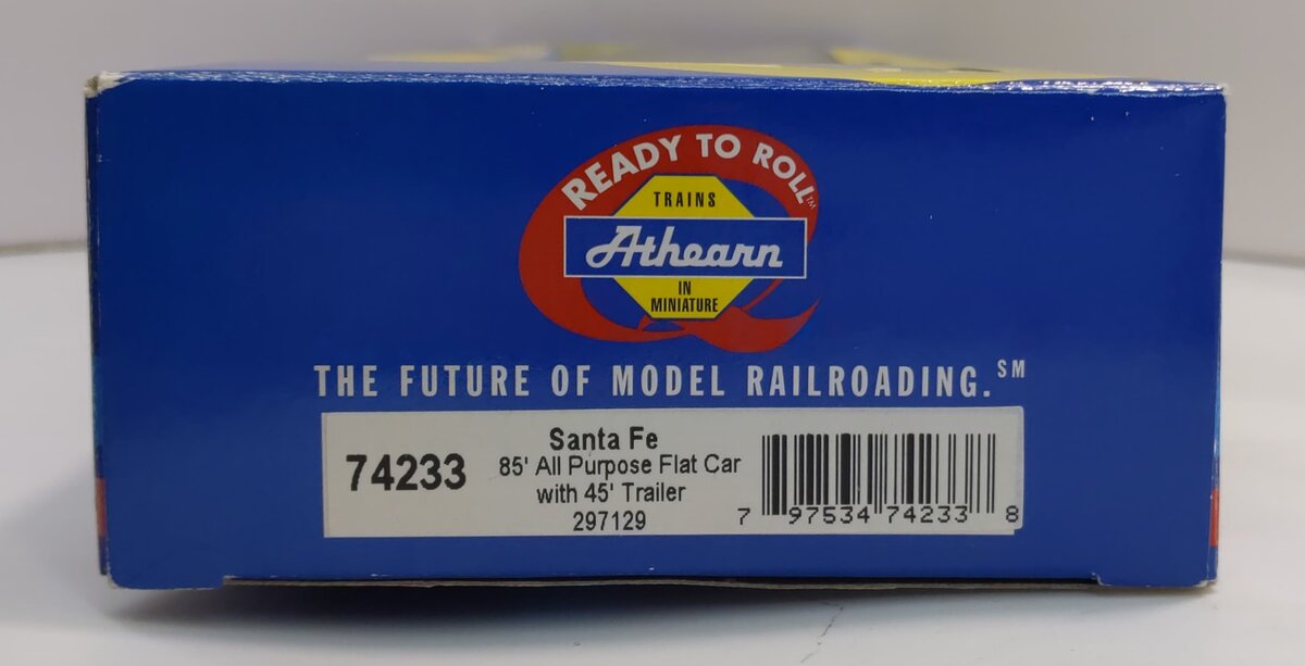 Athearn 74233 HO Santa Fe 85' AP Flat w/45' Trailer #297129 - RTR