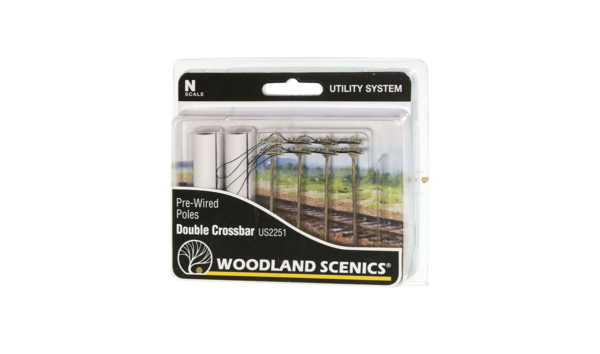 Woodland Scenics US2251 N Pre-Wired Poles Double Crossbar