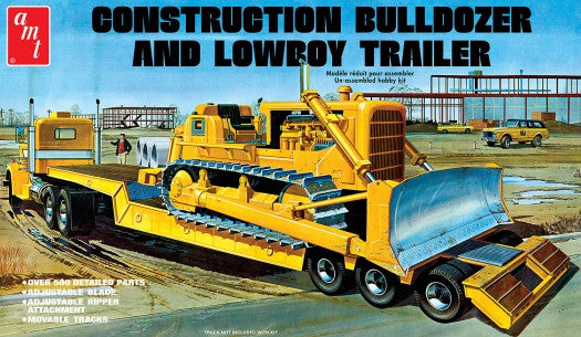 AMT 1218 1:25 Lowboy Trailer & Bulldozer Combo Plastic Model Kit