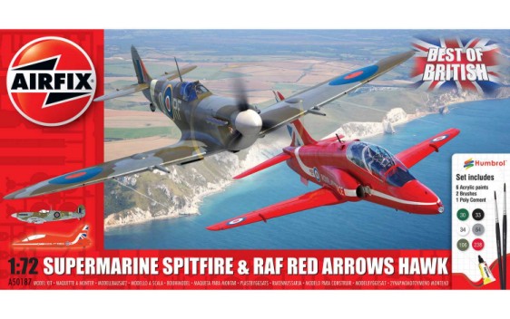 Airfix Products A50187 1:72 Supermarine Spitfire & Red Arrows Hawk Gift Set Kit