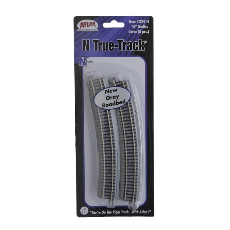 Atlas G2414 N Gray Ballast 14" Radius Code 65 Curved Track (Pack of 8)