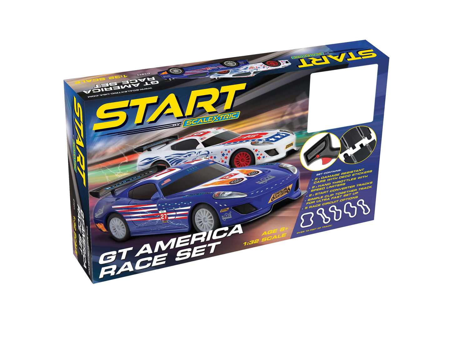 Scalextric C1411T 1:32 Start GT America Slot Car Race Set