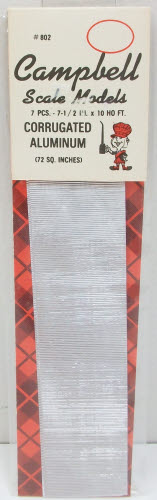 Campbell Scale Models 802 HO Corrugated Aluminum Sheets 10' 3m (Pack of 7)