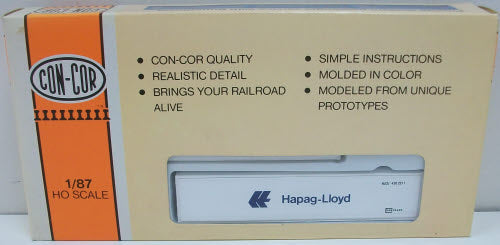 Con-Cor 0004-008404 HO 40' Smooth Container Hapag Lloyd 3pk