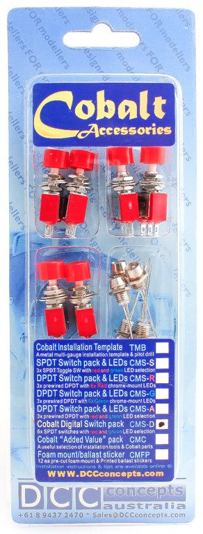 DCC Concepts CMSD COBALT SPST Switch with LED (Pack of 6)