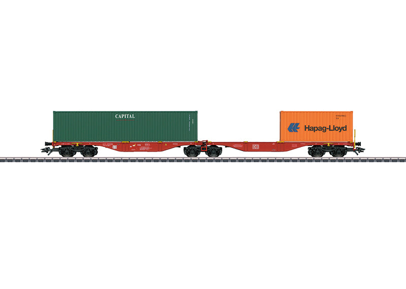 Marklin 47801 HO German Railroad Sggrss 80 6-axle Double Container Transport Car